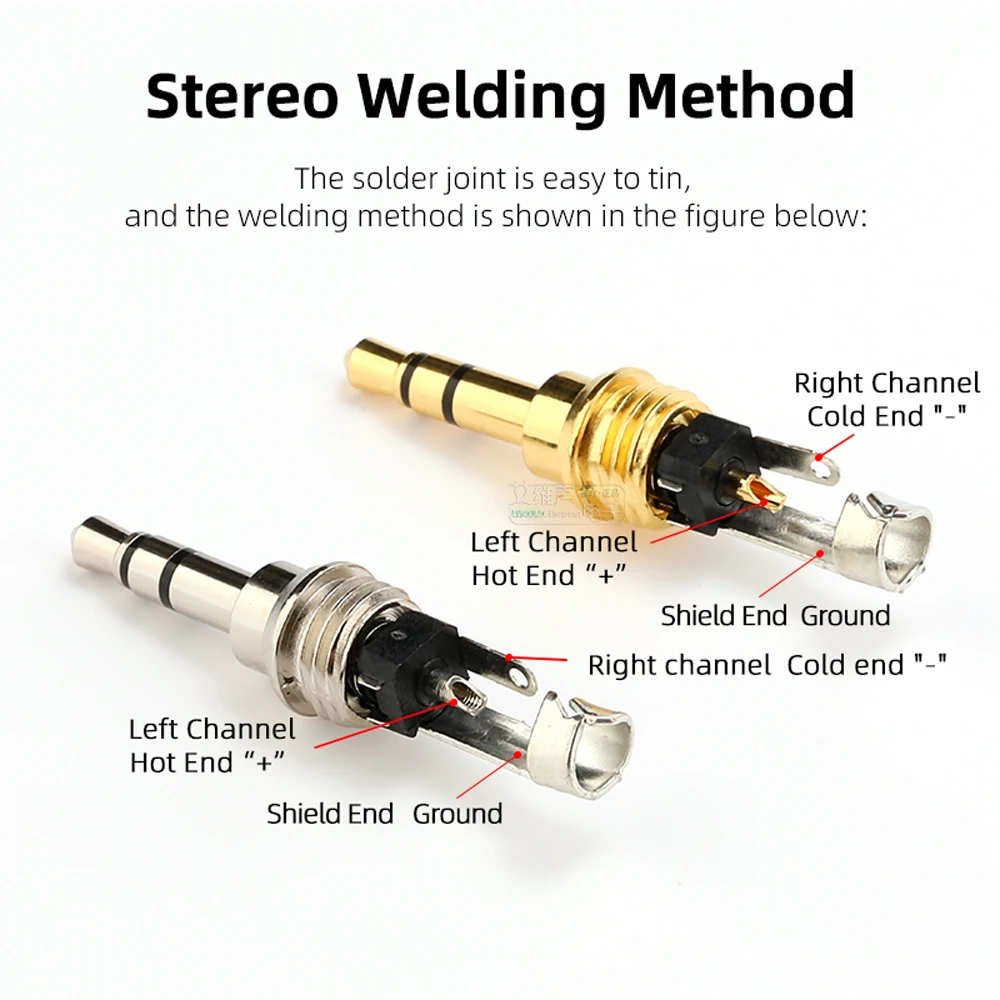 REAN Schwarze Hülle Vergoldeter/Versilberter Schweißstecker RTP3C-B Kleiner 3-Poliger 3,5mm Stereo-Kopfhörer Audio-Verstärker Geräteanschluss – Detail 7