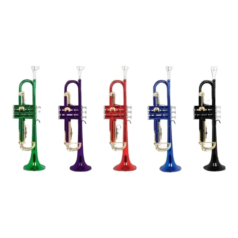 Colorful Trumpet B-flat Three-valve Trumpet Children Adults Beginners Professional Performance Western Musical Instrument