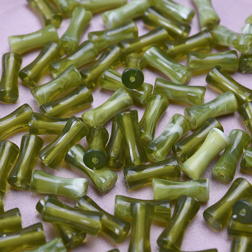 30/50/100/200 шт. бамбуковый узел, зеленые бусины-трубки 6,5x13 мм, подвески, сделай сам, изготовление ювелирных изделий, ожерелье, браслеты, разделительные бусины, фурнитура