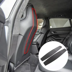 For Porsche Taycan 2019-2022 Soft Carbon Fiber Car Front Seat Rear Back Panel Trim Sticker Decoration Car Accessories