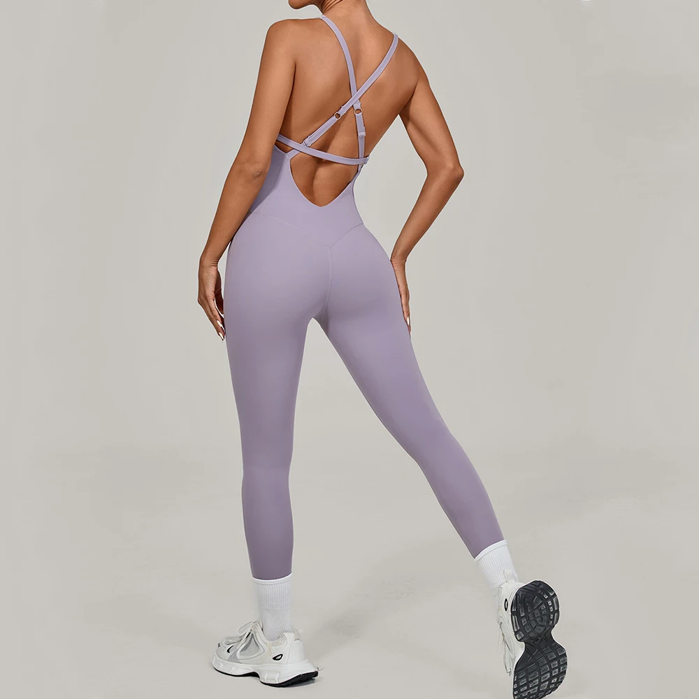 

Yoga Set Women's Jumpsuits One-Piece Suit Cross Back Fitness Bodysuit Workout Clothes Sportswear Women Gym Push Up Tracksuit