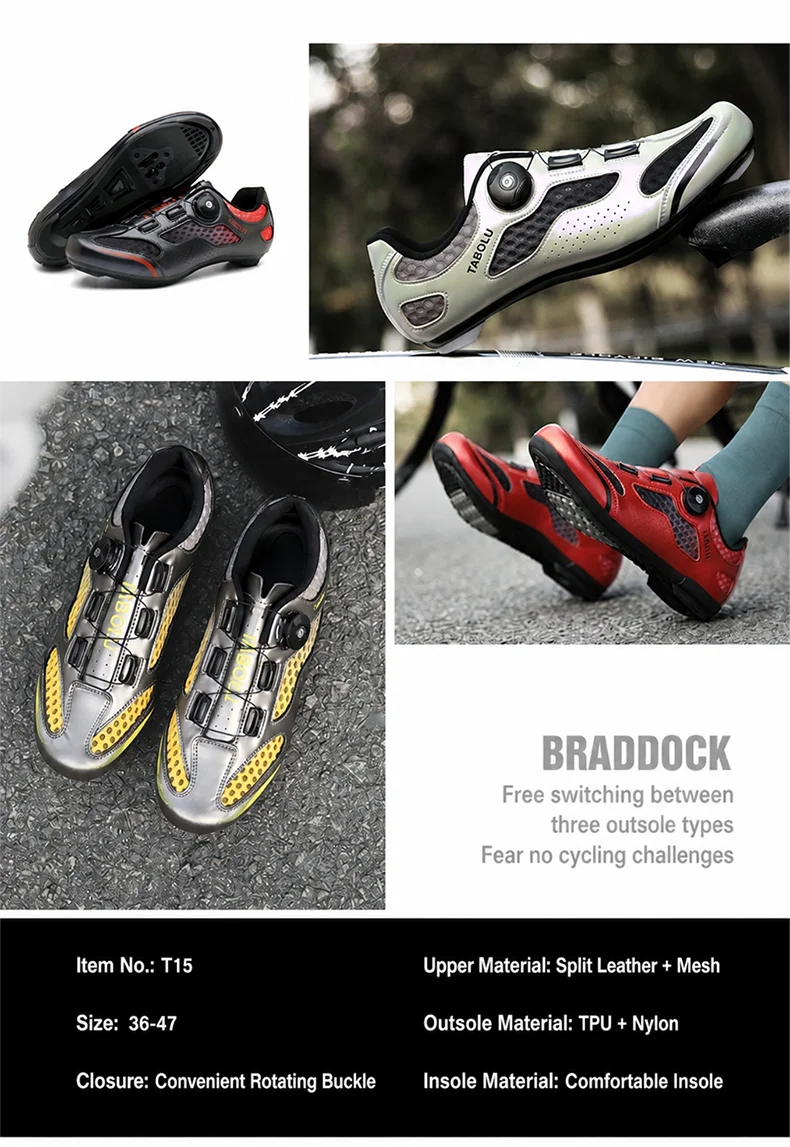 Unisex-Fahrradschuhe für Rennräder, atmungsaktiv, rutschfest, verschleißfest, Pedalschuhe für den Außenbereich, Wettkampf-Fahrradschuhe – Detail 5