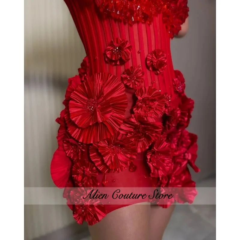 Luksusowe czerwone sukienki na studniówkę z kryształami, mini, dla kobiet, z dekoltem typu halter, dopasowane, w stylu gwiazd, formalne suknie wieczorowe, Vestidos De Gala, szyte na miarę.