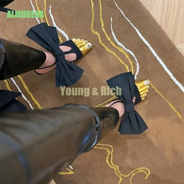 Fashionable Gold Thumb Five Toe Sandals for Women Slim High-Heeled Slippers with Versatile Temperament Ankle Strap Sandals