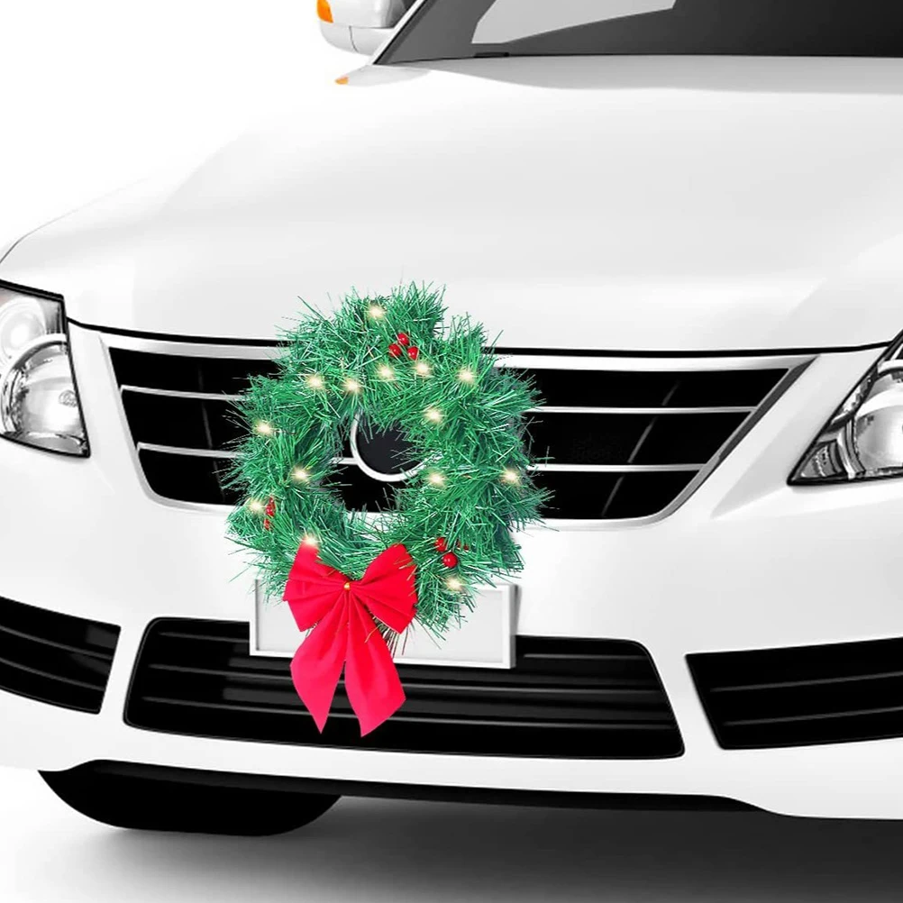 

Christmas Decorations with Lamp Wreath Hood Ornaments for Trucks High Quality Car Christams