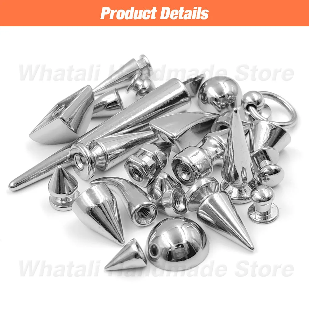 5-50pcs/set Silver Screw Spikes Bullet Spikes Rivets For Leather Punk Studs Clothes Thorns Patch Jacket Accessary With Screws