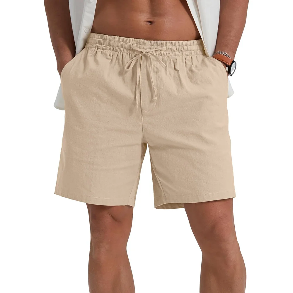 Summer New Men's Shorts Lightweight Breathable Casual Short Pants Cotton Linen Simple Style Daily Sweatpants Short Trousers