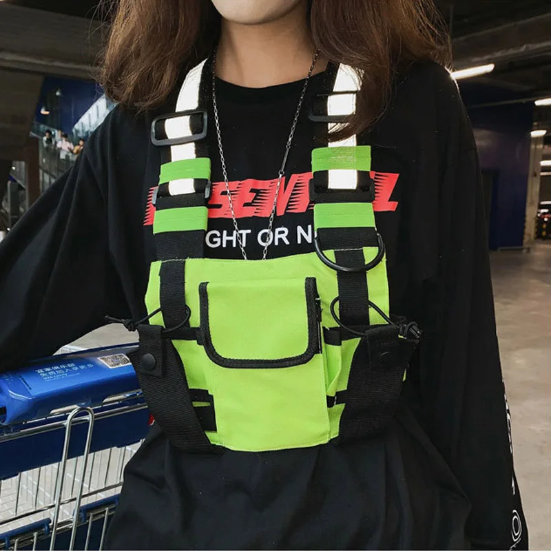 Functional Tactical Chest Bag For Woman Fashion Bullet Hip Hop Vest Streetwear Bag Waist Pack Unisex Black Chest Rig Bag ZY988