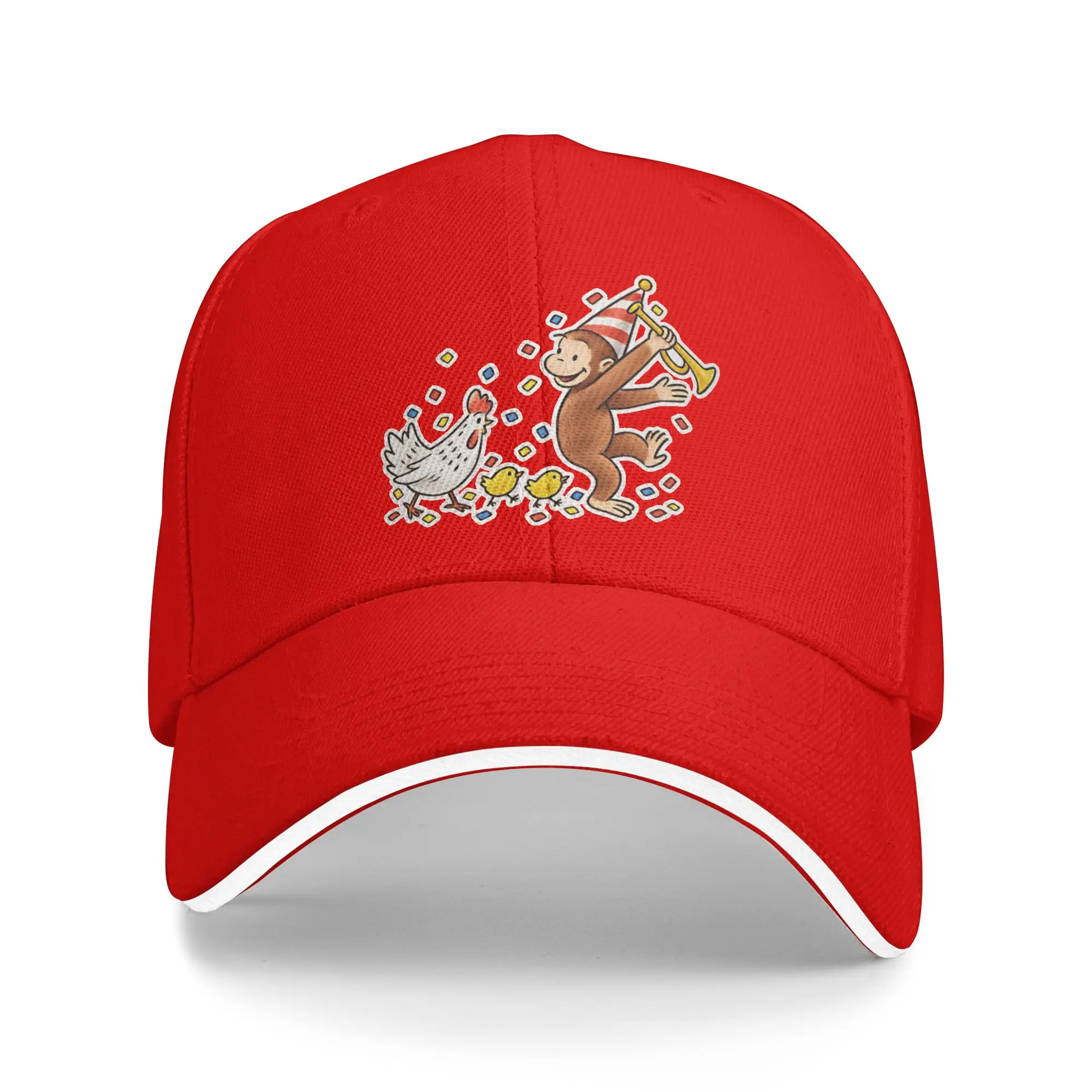 Unisex Party monkey Curious George Hats Trendy Baseball Cap  Trucker Hat Golf Headewear Adjustable