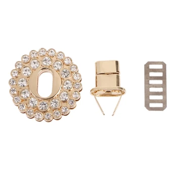 634C Women for Rhinestone Metal DIY Clasp Turn Twist Lock For Handbag Shoulder Bag Pu
