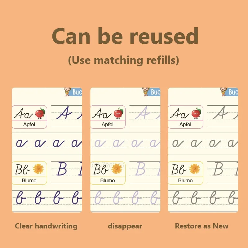 4 Book/set Writing Practice for Kids Notebooks Mathematics Montessori Calligraphy Learn to Write Children German Books Copy Book