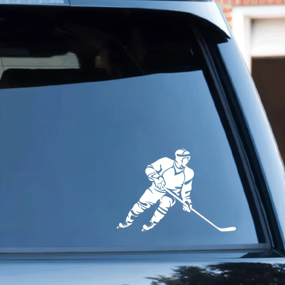 Vinyl Sticker of an Ice Hockey Player - Sturdy And to Apply Sports Decal for Car Windows, Bumpers, And More