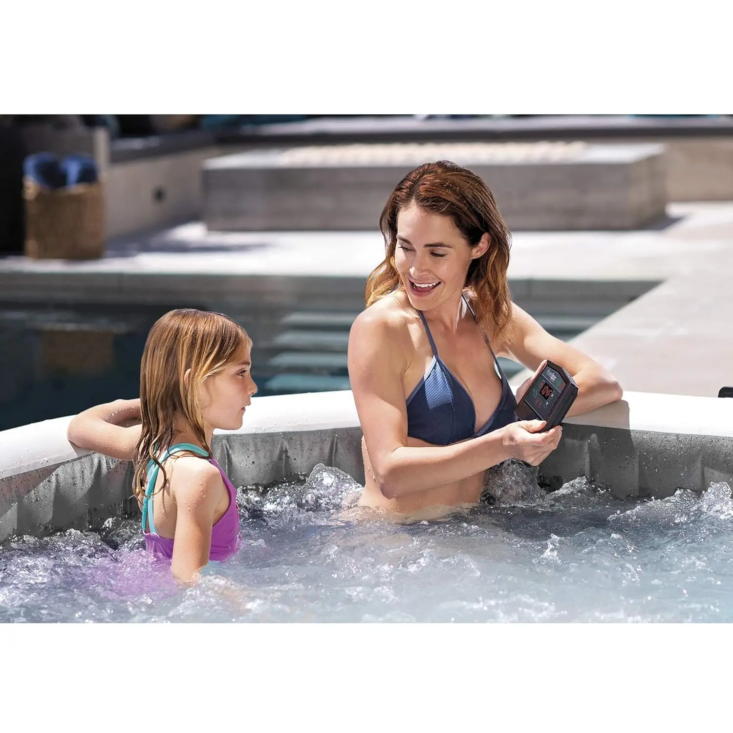 Greywood Deluxe 4 Person Outdoor Portable Inflatable Hot Tub Spa with Multi-Color LED Light, Foam Headrests, and, Customized view 5