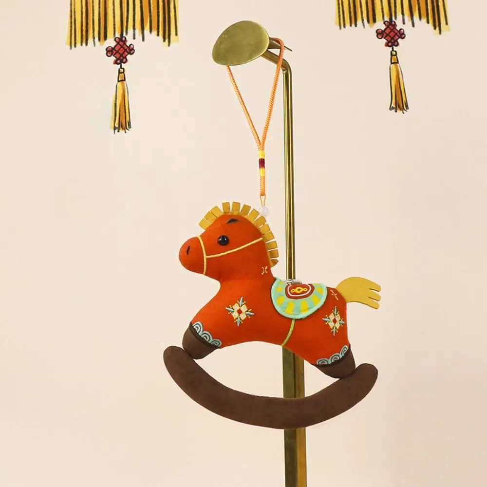 Chinese stijl mini paard hangend ornament traditioneel PP katoen jaar van het paard mascotte sleutelhanger geborduurd patroon cartoon