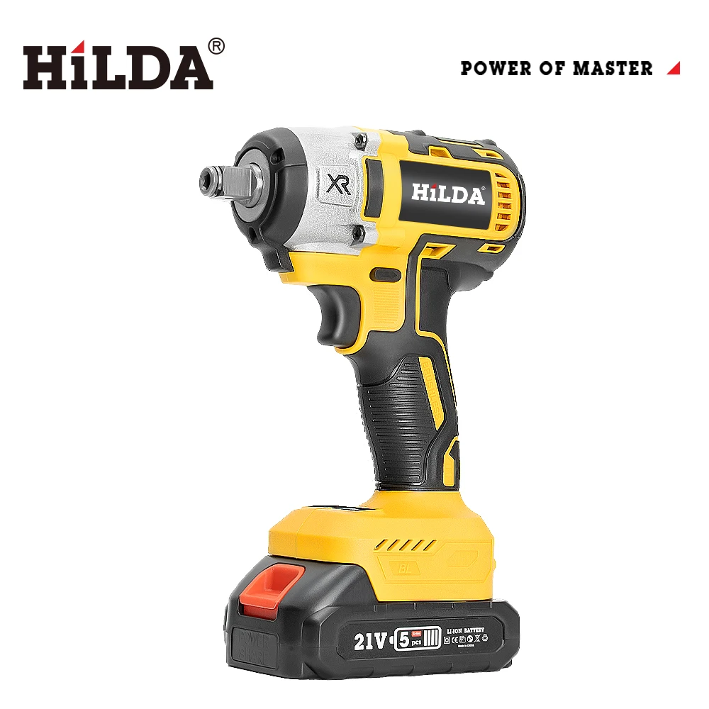 HILDA 21V Cordless Impact Wrench Two Li-ion Battery  Fast Charger Tool Bag Power Impact Driver for Car Home