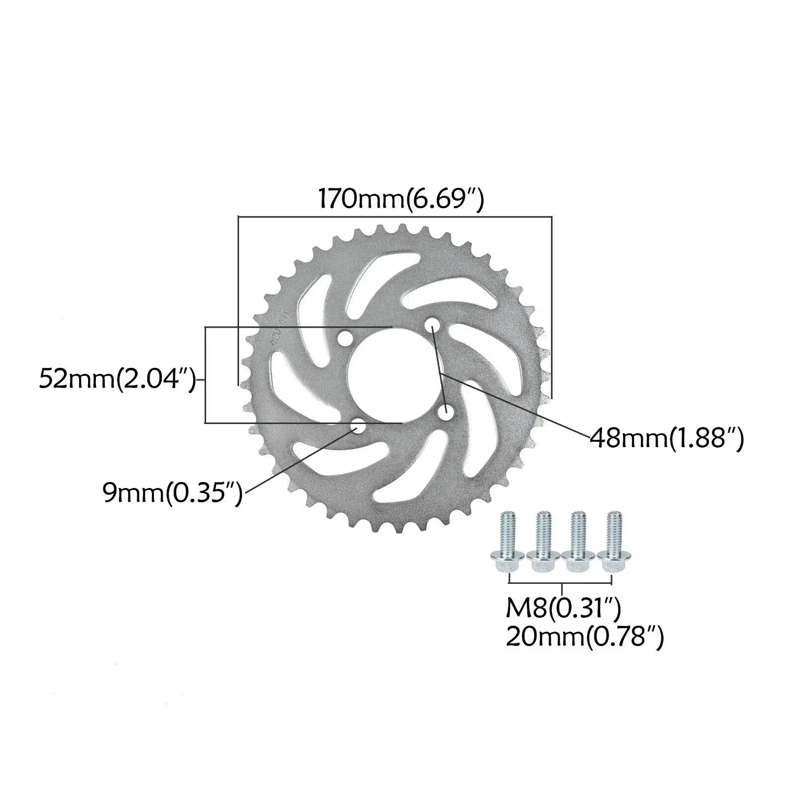 TDPRO 420/428 37T/41T/54T/65T #35 Chain Back Chain Sprocket  for Motocross ATV Quad Pit Dirt Bike 4Wheeler Mini Bike Go Kart