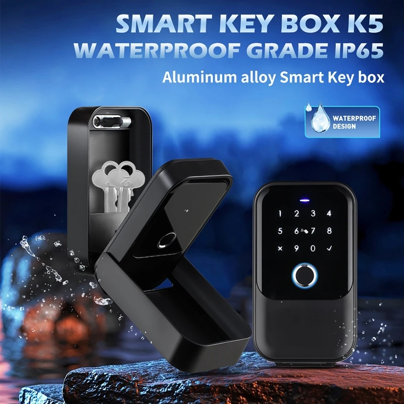Smart Key Box IP65 Waterproof Bluetooth Wireless Lock Box Fingerprint/ Password/ Card/  Key/ App Unlock Electronic Key Box