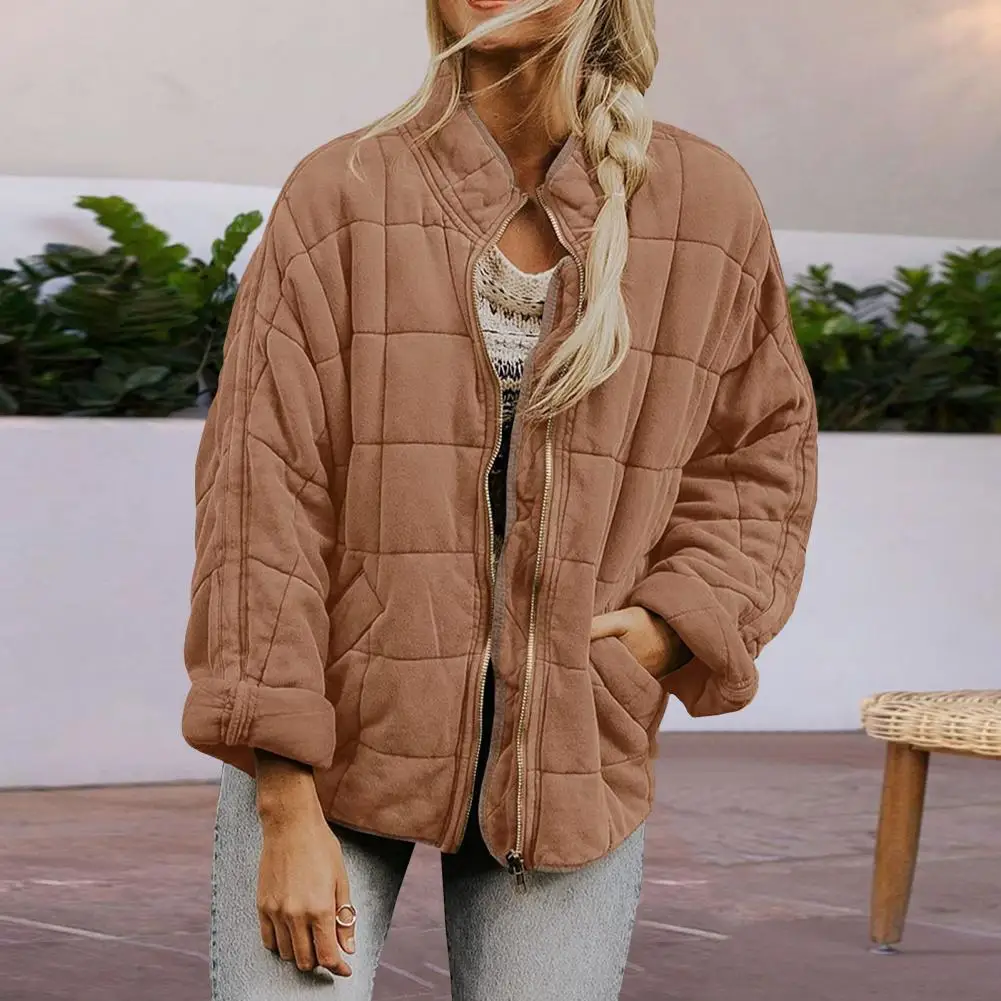 Women Heavy Jackets Casual Cardigan Autumn Coat Thick Stand Collar Long Sleeves Thermal Winter Jacket Loose Coat Outwear