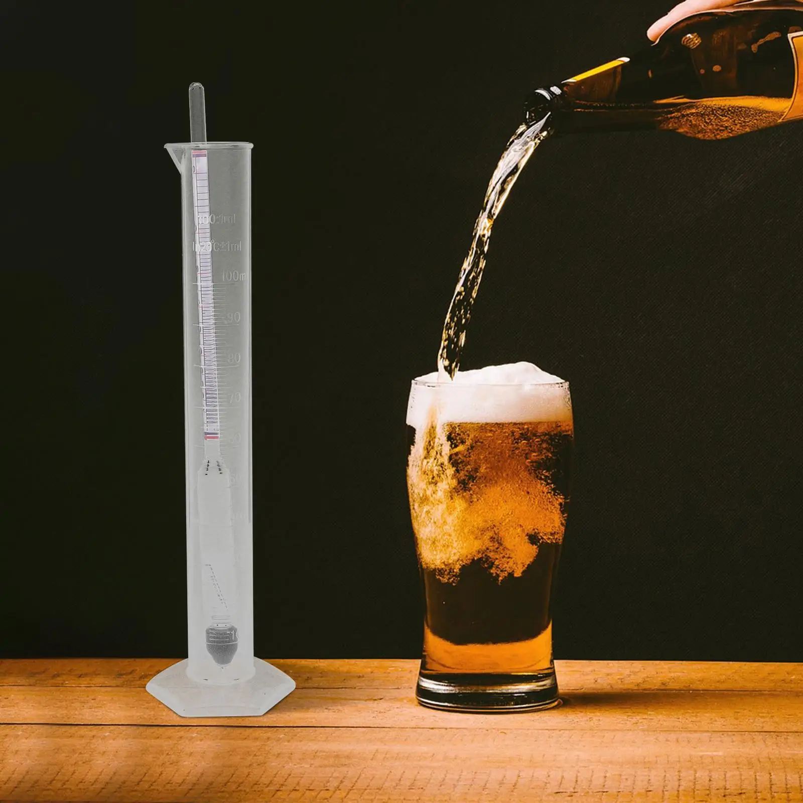 Alcohol Density Meter 0 100 Proof Hydrometer Specific Tester Measure Cups Plastic Portable Brewing Supplies Home Use Lab