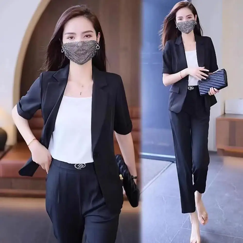 

Женский комплект одежды, элегантный женский костюм, кардиган средней длины, брюки с высокой талией, стильный женский костюм