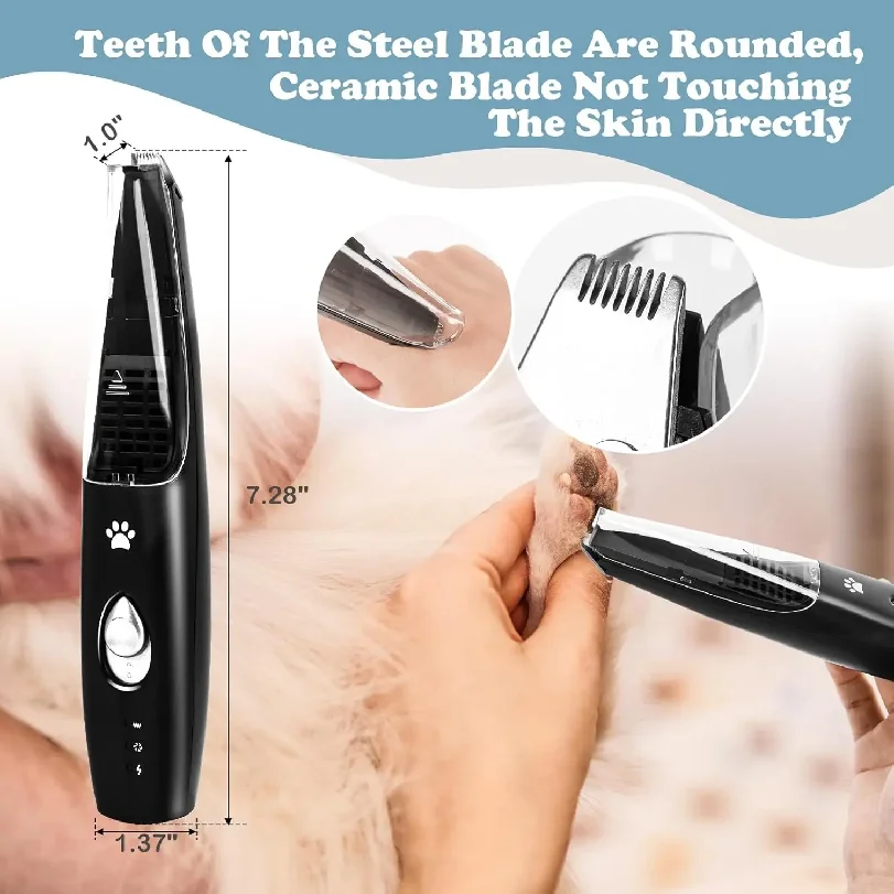 Pet Paw Trimmer for Dog Cat with Vacuum Suction Professional 2 Modes Cordless Electric Dog Grooming Clippers for Cats Paws Face view 4