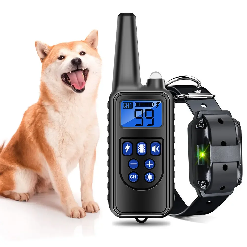 800m Digital Dog Training Collar Waterproof Rechargeable Remote Control Pet with LCD Display for All Size Shock Vibration Sound