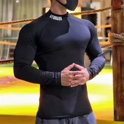 Spring autumn high quality compress Tight sports T-shirt quick drying elasticity long sleeved T-shirt men running fitness tops