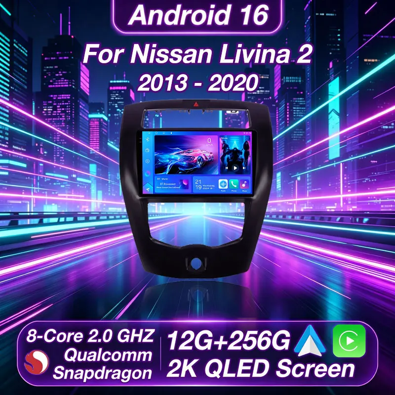 Wireless CarPlay Android Auto For Nissan Livina 2 2013-2020 Android 16 Qualcomm Stereo Car Radio Player SWC DTS 2 DIN Autoradio