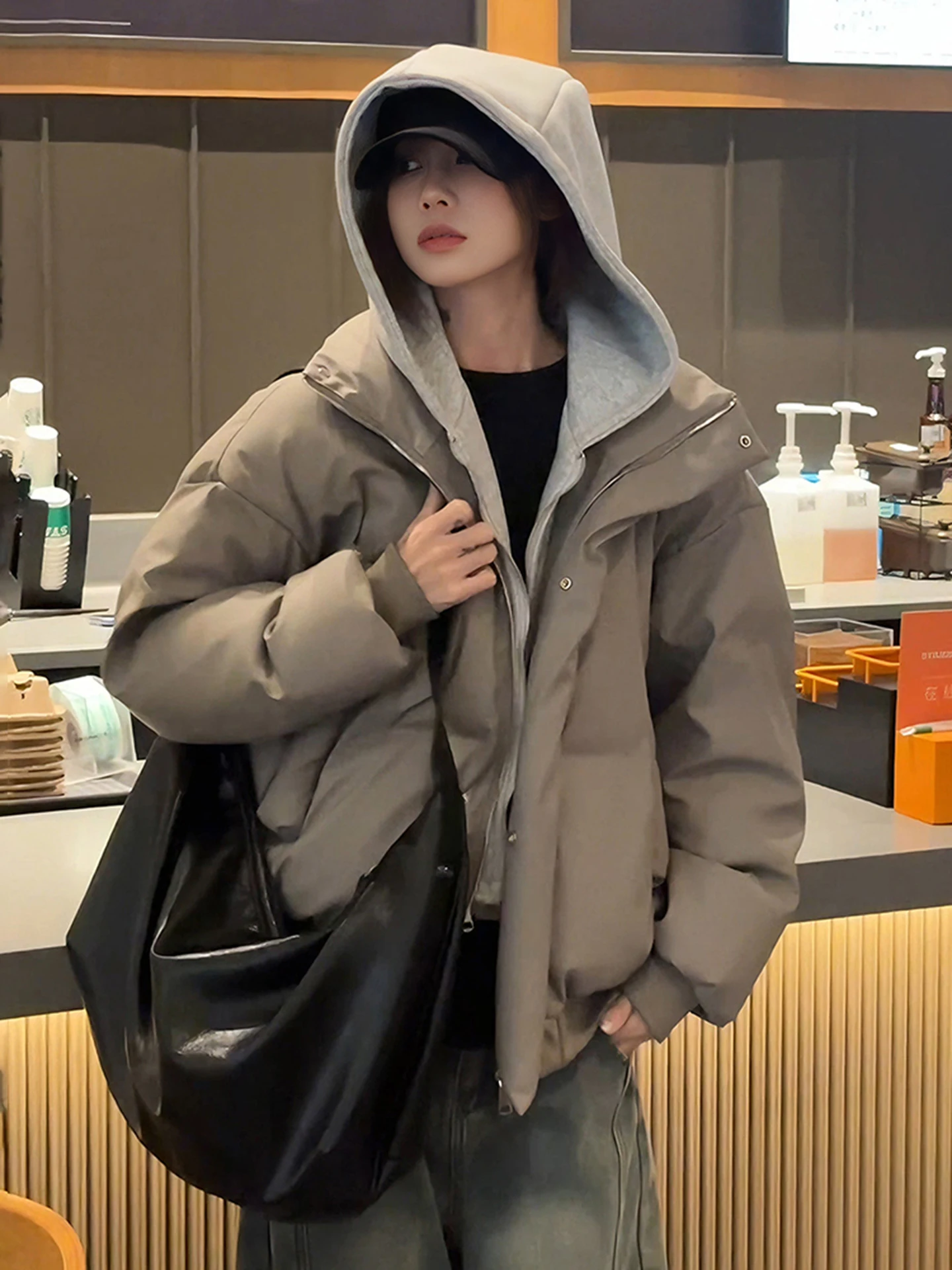 

Мужская утепленная куртка-пуховик с капюшоном, теплая, морозостойкая, из искусственной кожи, в американском стиле, свободного кроя, с длинными рукавами