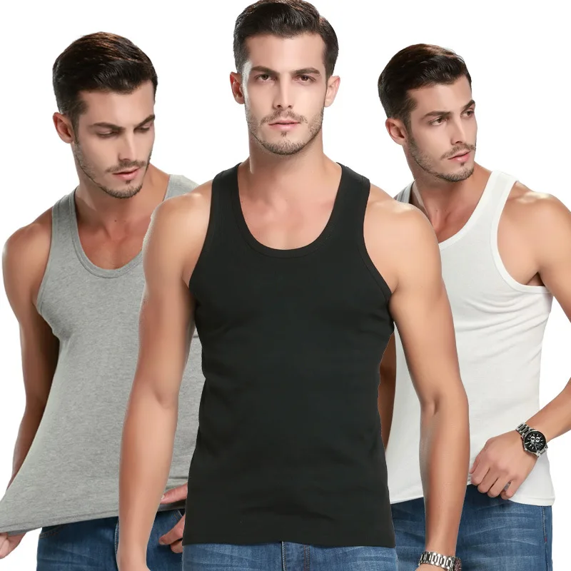 1 Pack Men To Multi-size Solid Color Tight Vests For Teenagers Comfortable Cotton Sleeveless T-shirts Sports Running Tops