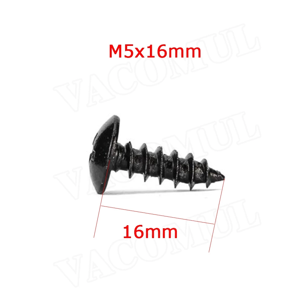 Universal Car Bumper lip Installation Screws Cross Mushroom Head Black Carbon Steel Phillips Head Self-tapping Screws M4 M5