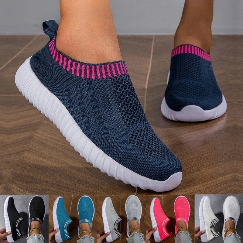

Women's Breathable Knit Sneakers Casual Lace Up Outdoor Shoes Lightweight Mesh Low Top Shoes