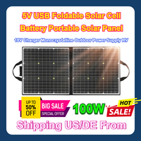 5V USB Foldable Solar Cell Battery Portable Solar Panel 100W 18V Charger Monocrystalline Outdoor Power Supply RV