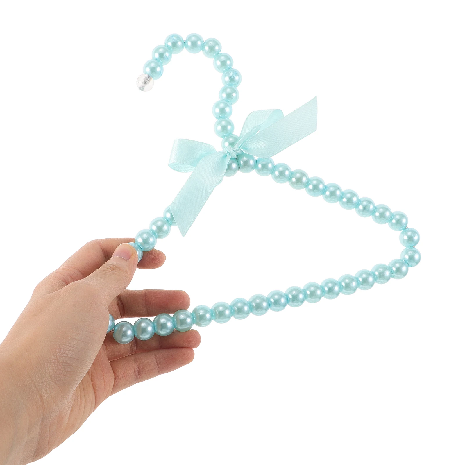 

4pcs Mini Pearl Hangers Pet Clothes Hanger with Ribbon Small Dog and Cat Clothing Organizer Rack for Organizing and Displaying