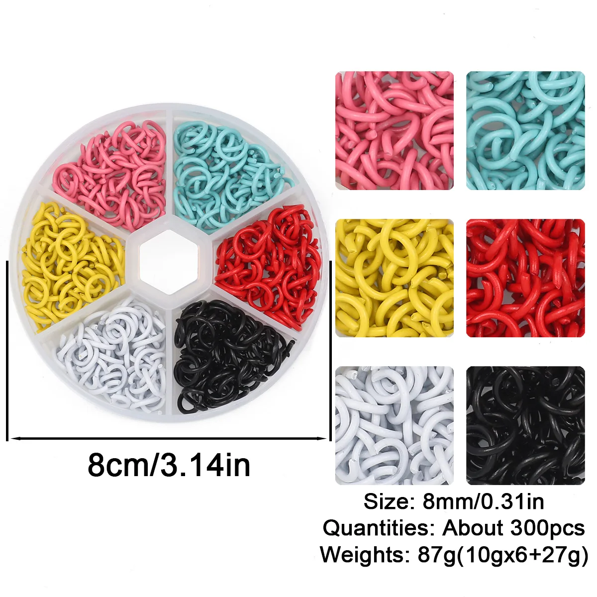 1.0x8mm Colorful Open Jump Rings Set Kit Split Jump Ring Metal Connector For Diy Jewelry Making Bracelet Findings Accessories