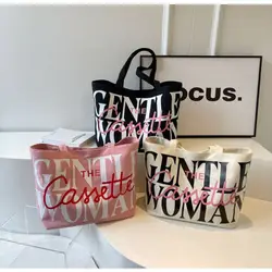 Borsa a tracolla di grande capacità borsa a tracolla per donna con stampa di lettere in tela Casual