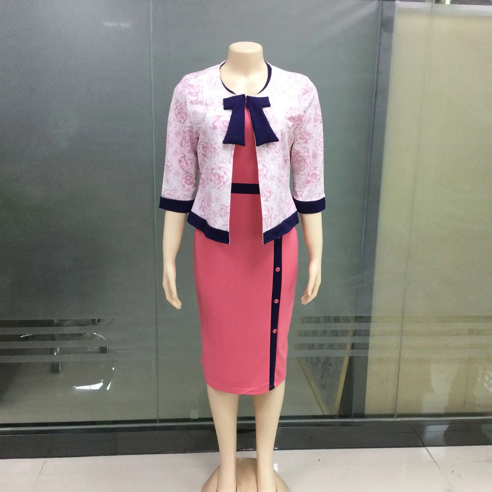 

Floral Print plus Size Turkey Style Office Coat And Dress Suit for Women Ladies Elegant Business Outfit