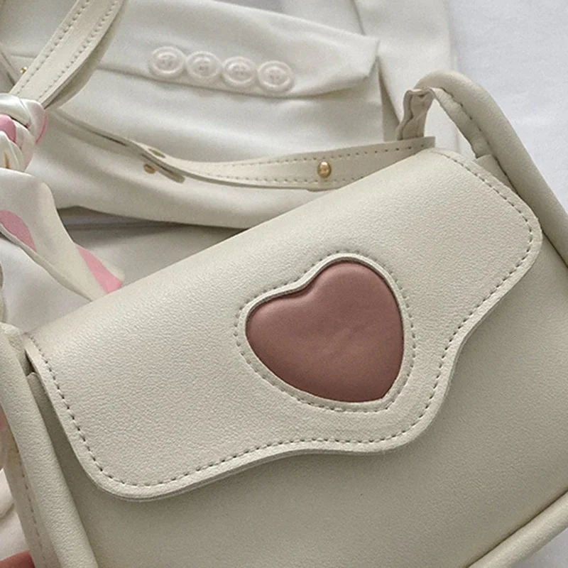 2024 Fashion Bags Women Korean Style Cute Shoulder Bag New ins Wind Hundred Shoulder Crossbody Bag   Splicing Love Armpit Bag