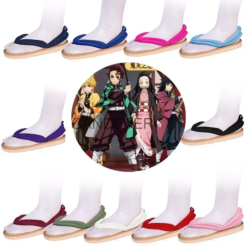 Anime Cosplay Tanjitou Kamado Nezuko Geta Clogs Kimetsu No Yaiba Sandals Shoes Agatsuma Zenitsu Flip Flop Kid Child MN4