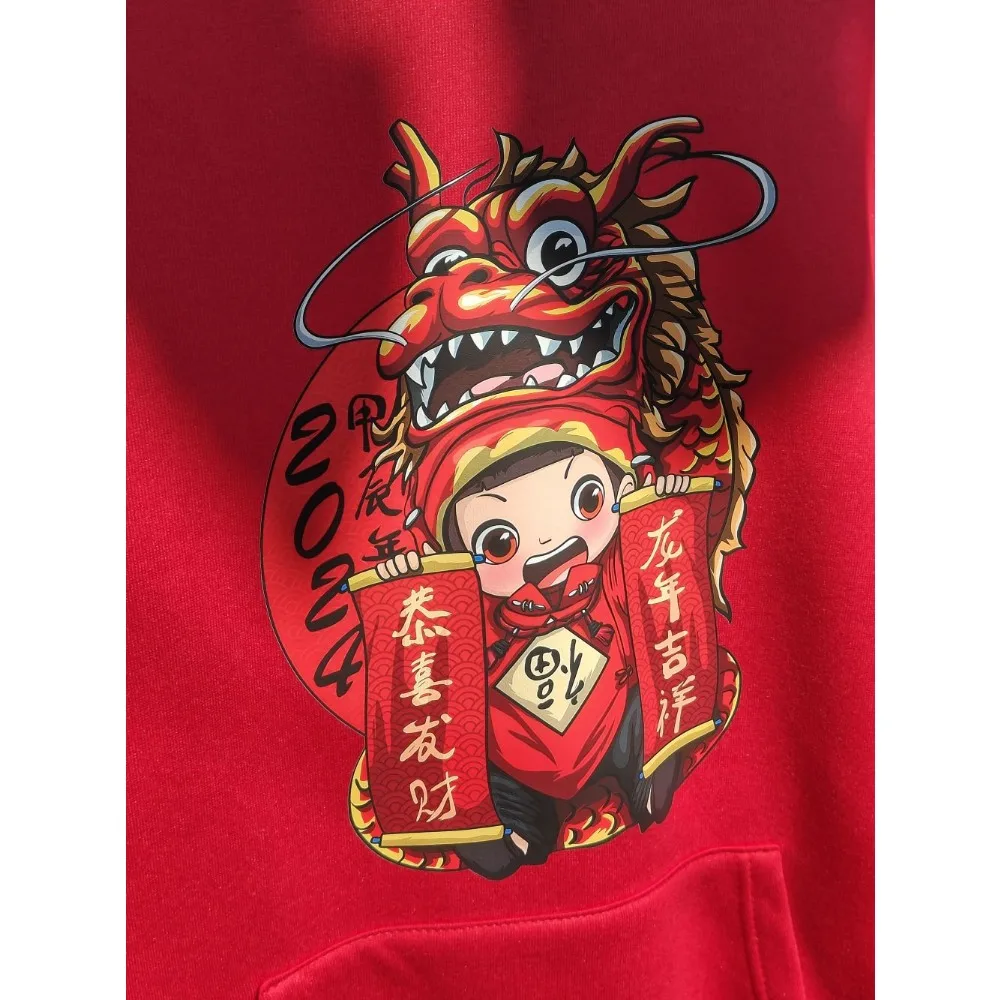 2024 Happy Chinese New Year  chinese dragon year Printed Hoodie The Year of The Dragon Gongxi Fat Choi for Men Women Pullovers