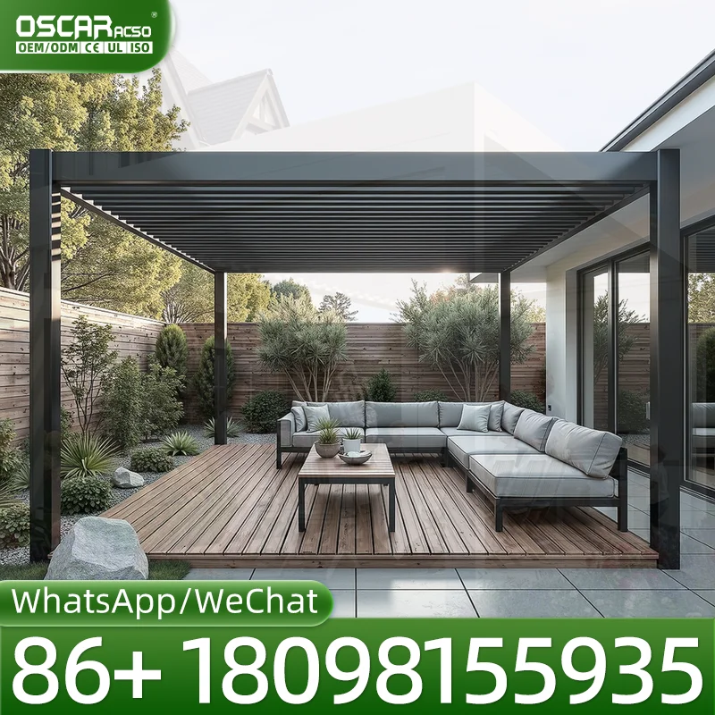 12' * 12' Delivery Modern Pergola Kits with Screens Patio Balcony Solutions for Outdoor Spaces pergola