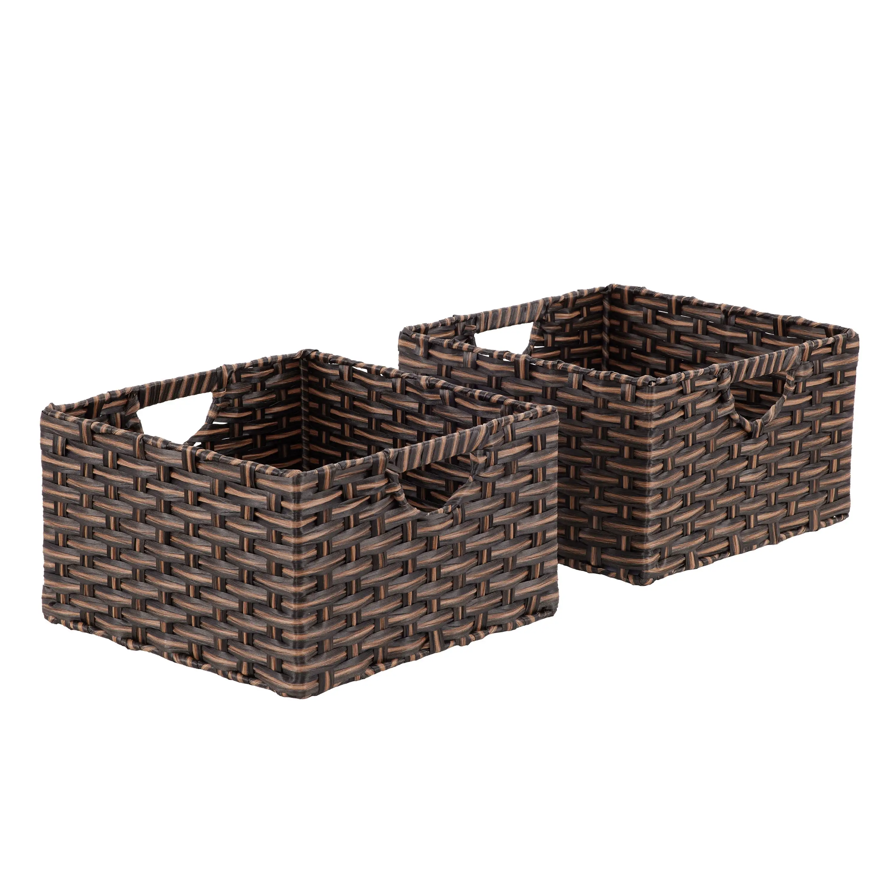 

Foldable Handwoven Cube Storage Basket, Mocha - Pack of 2