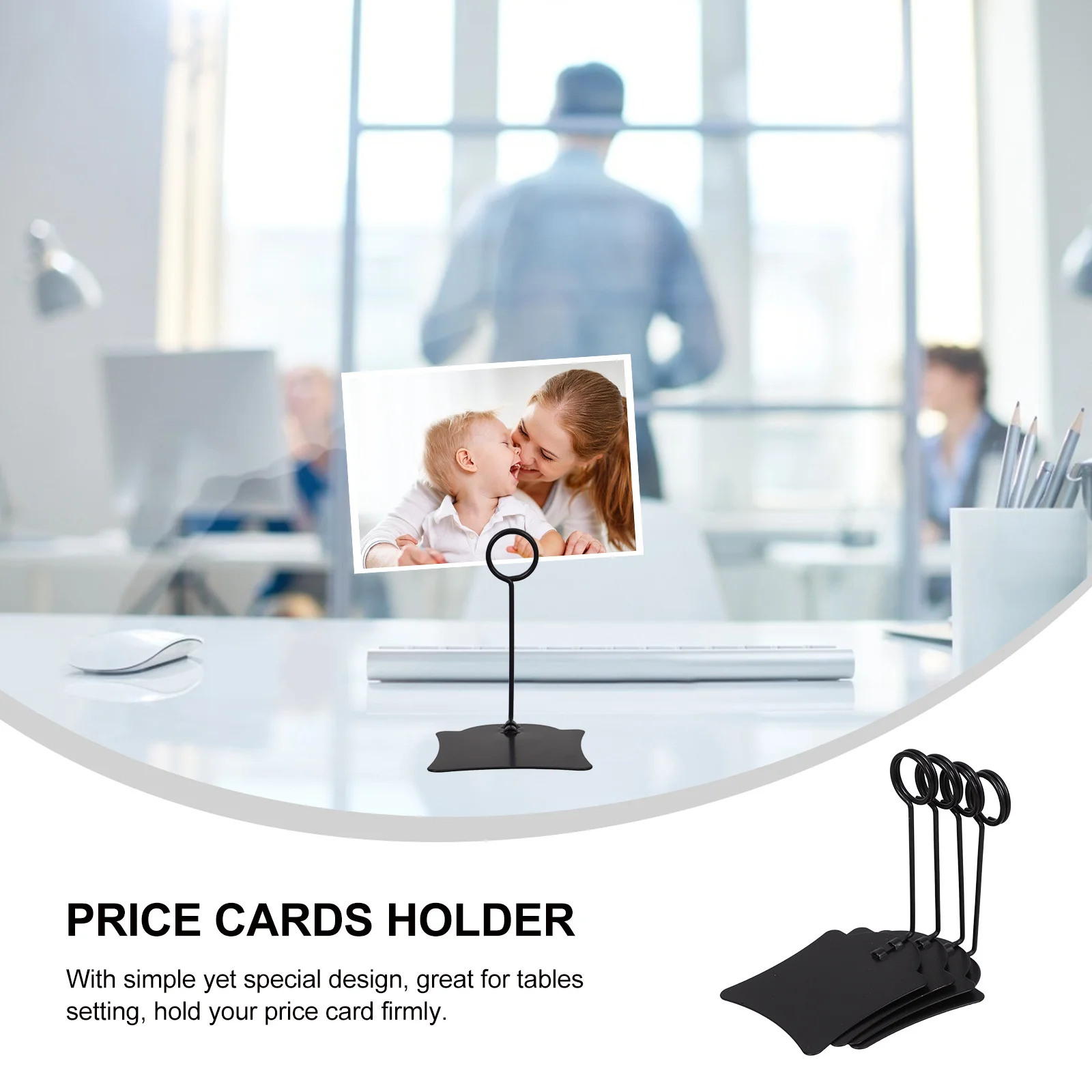 

4 Pcs Price Tag Clips Iron Material Supermarket Sign Holder Desk Display Rack Food Table Menu Stand Black Color Portable