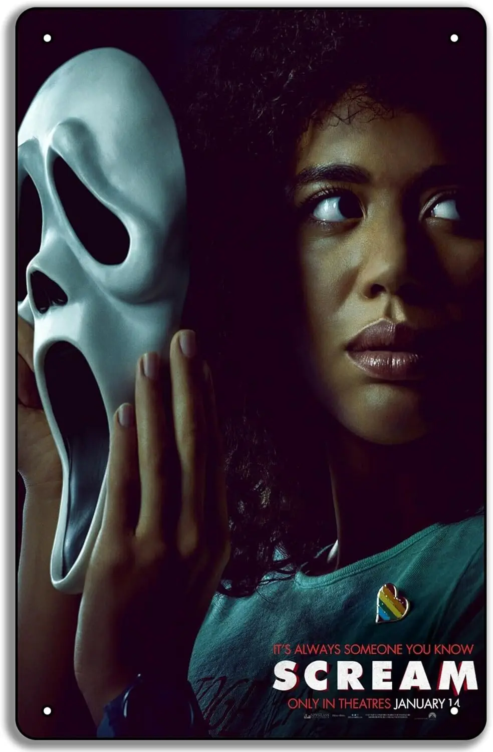 Scream movie poster print (j) 2022 Horror - Jasmin Savoy Brown Metal Tin Sign 8x12in Plaque Wall Art sign