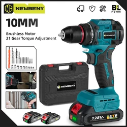 Newbeny 10mm 21 + 2 torque sem escova furadeira de impacto elétrica sem fio chave de fenda elétrica diy ferramenta doméstica para makita 18v bateria