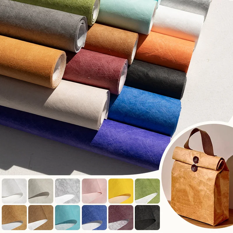 Washable Crinkle Tyvek Fabric Composite Waterproof Tear Resistant Dupont Kraft Paper Material DIY Handbag Tote Sewing Fabric