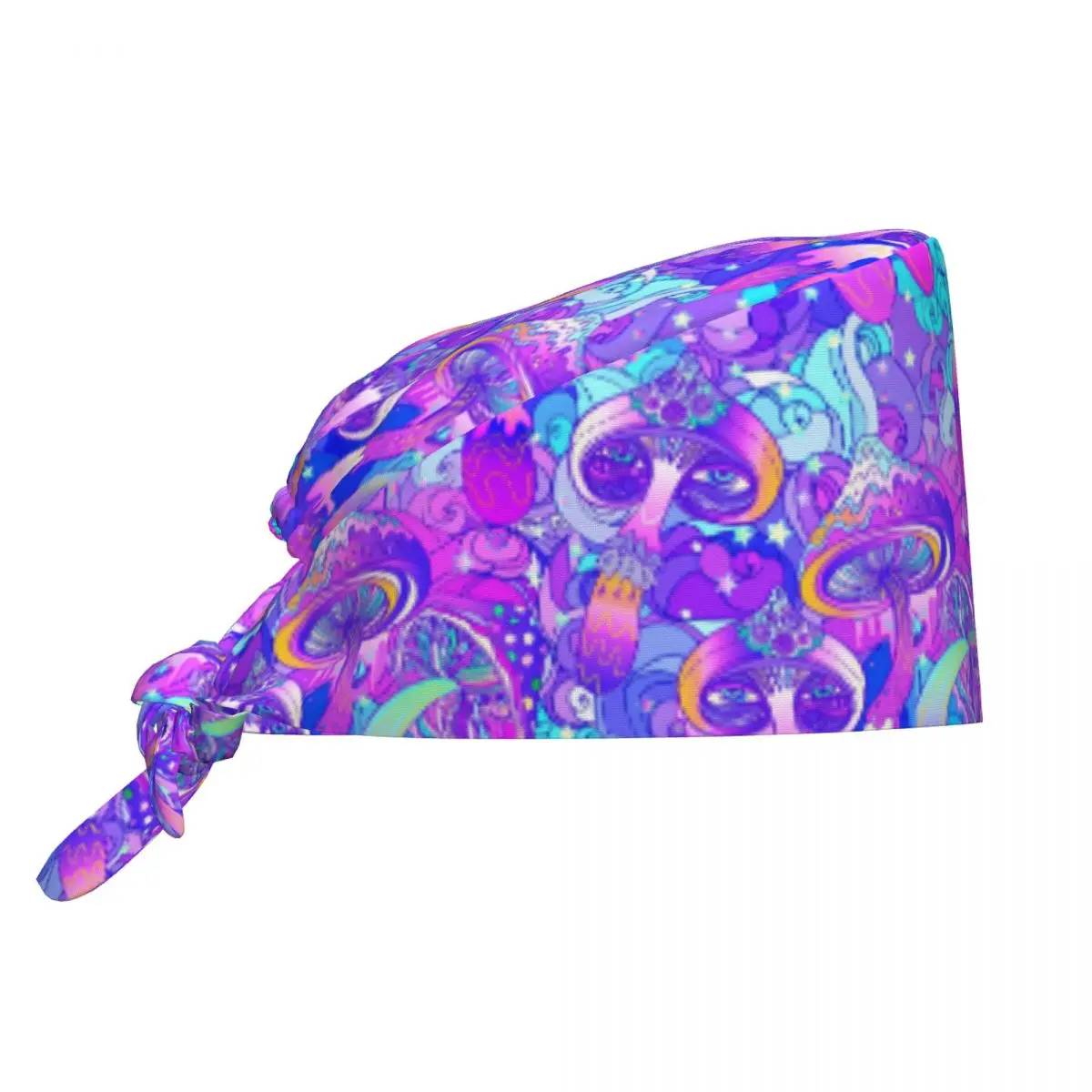 Psychedelic Trippy Magic Rainbow Mushroom Mysterious Boho Scrubs Cap Surgical Hats Operating Room Cap Nursing Cap Lab Works Hat