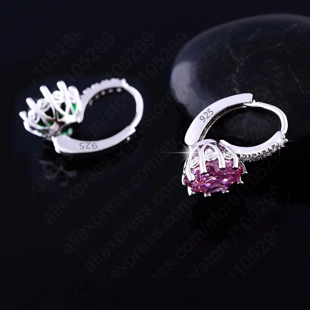 Heart Stone Design CZ Zircon 925 Sterling Silver Pierced Stud Earrings Women Bling Australian Crystal Jewelry Wedding Brincos