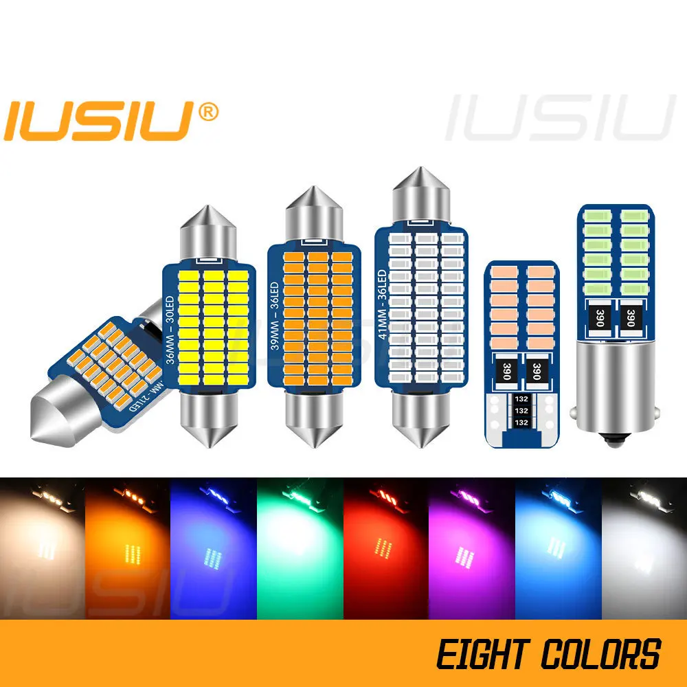 

IUSIU 2PCS T10 C5W Festoon BA9S W5W C10W T4W 194 28mm 31mm 36mm 39mm 41mm Interior Led Bulb Car Light Reading Lamp Truck 12V 24V