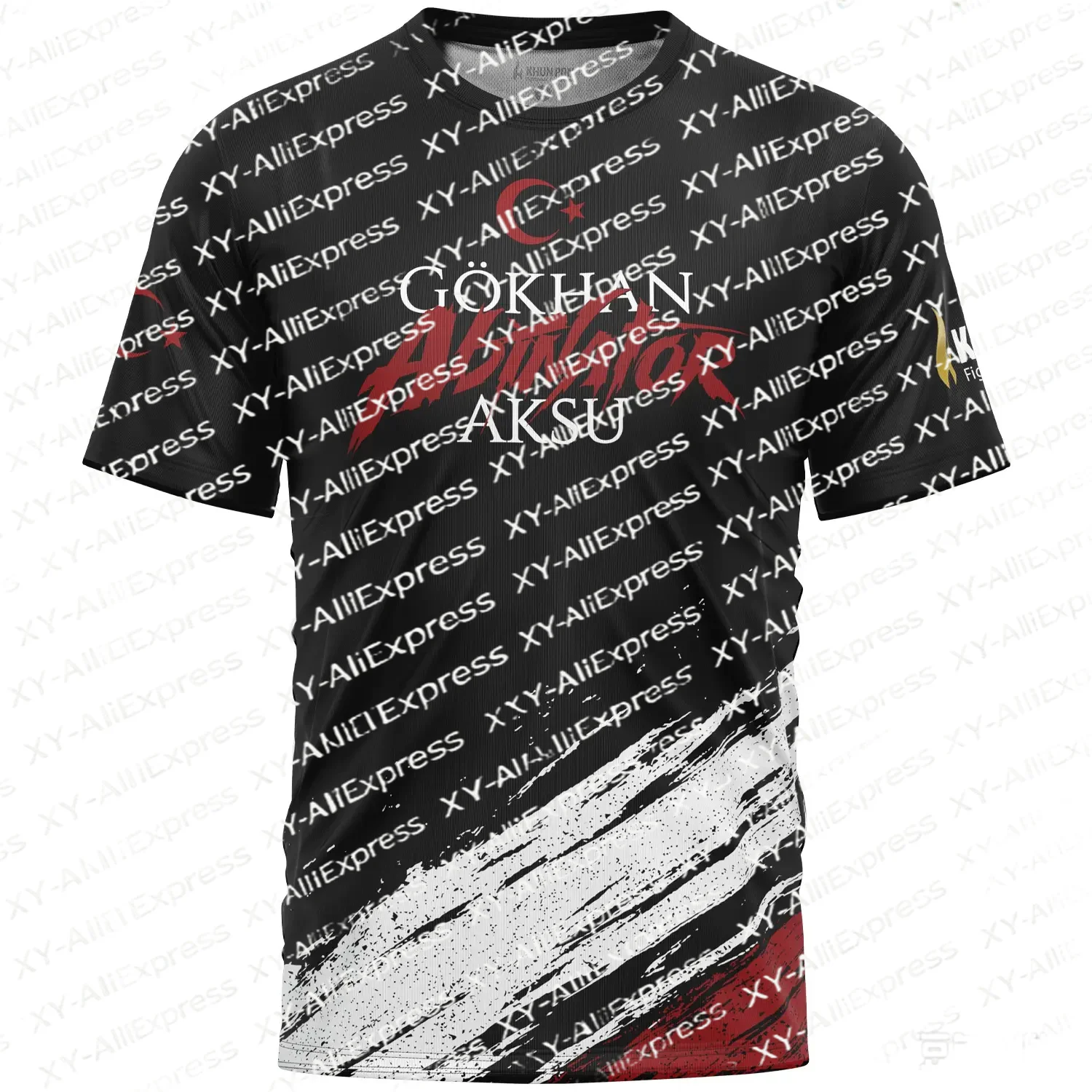 Fighter Themed Graffiti Short Sleeve T-Shirt, Breathable Quick-Dry Great for Passionate Combat Fans Trendy Urban Street Outfits